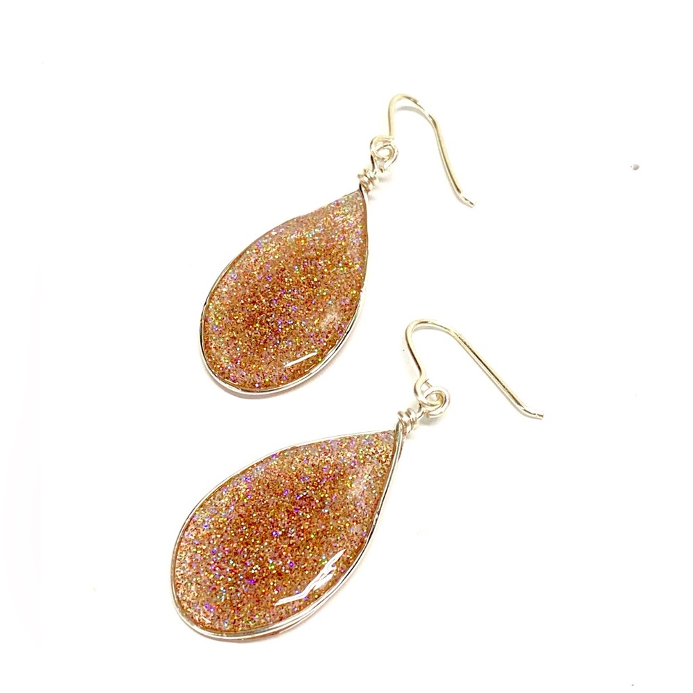 HANDMADE Glitter Resin Art Teardrop Dangle Earrings